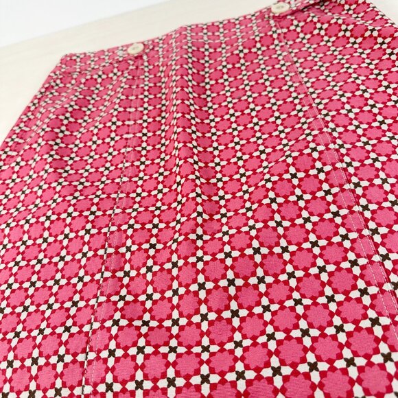 Talbots Cotton Blend Pencil Skirt Women's 8 Stretch Geometric Pink Red - Picture 2 of 9